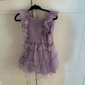 Baby Sara Lilac Ruffle Tulle Dress with Star Embroidery